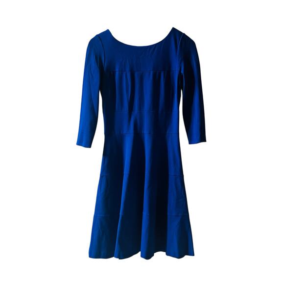 Banana Republic Three Quarter Sleeve Fit And Flare Dress Size 2 Blue - Picture 2 of 7